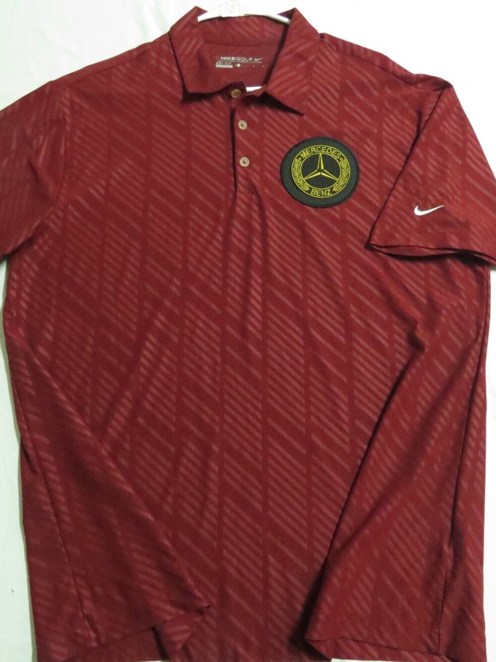 L-XL MERCEDES Maroon Nike Dri-Fit Men's db #807 Polo Shirt